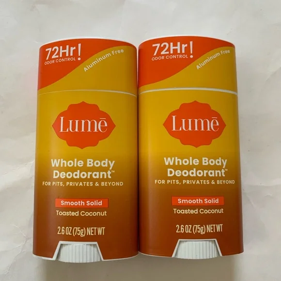 NWT Lume Whole Body Deodorant Toasted Coconut Smooth Solid x2 - Picture 2 of 2